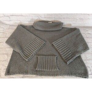 Phildar Grey Oversized Mohair Blend Sweater Funnel Neck XL cozy knit chunky